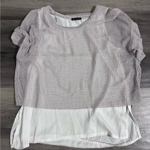 Zara Women's Textured Layered Blouse - Light Gray and White